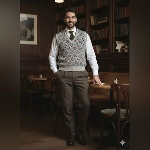 Celebrity Club Mens Vintage Patterned Sweater Vest